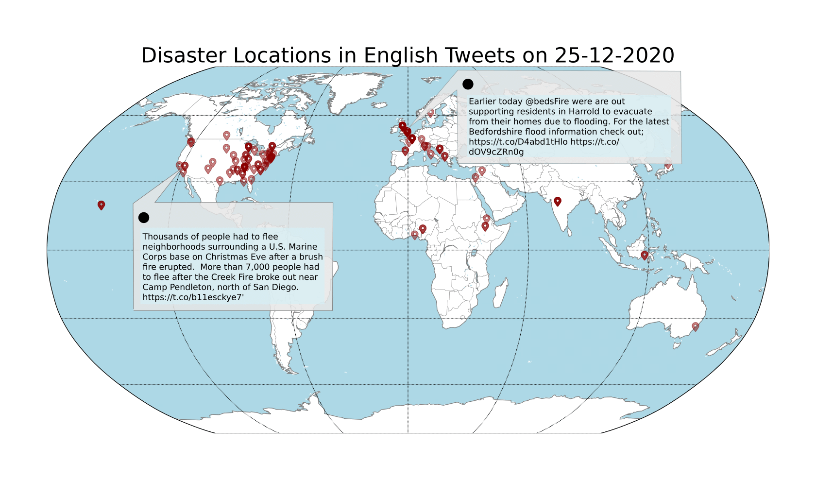 Disaster locations in tweets