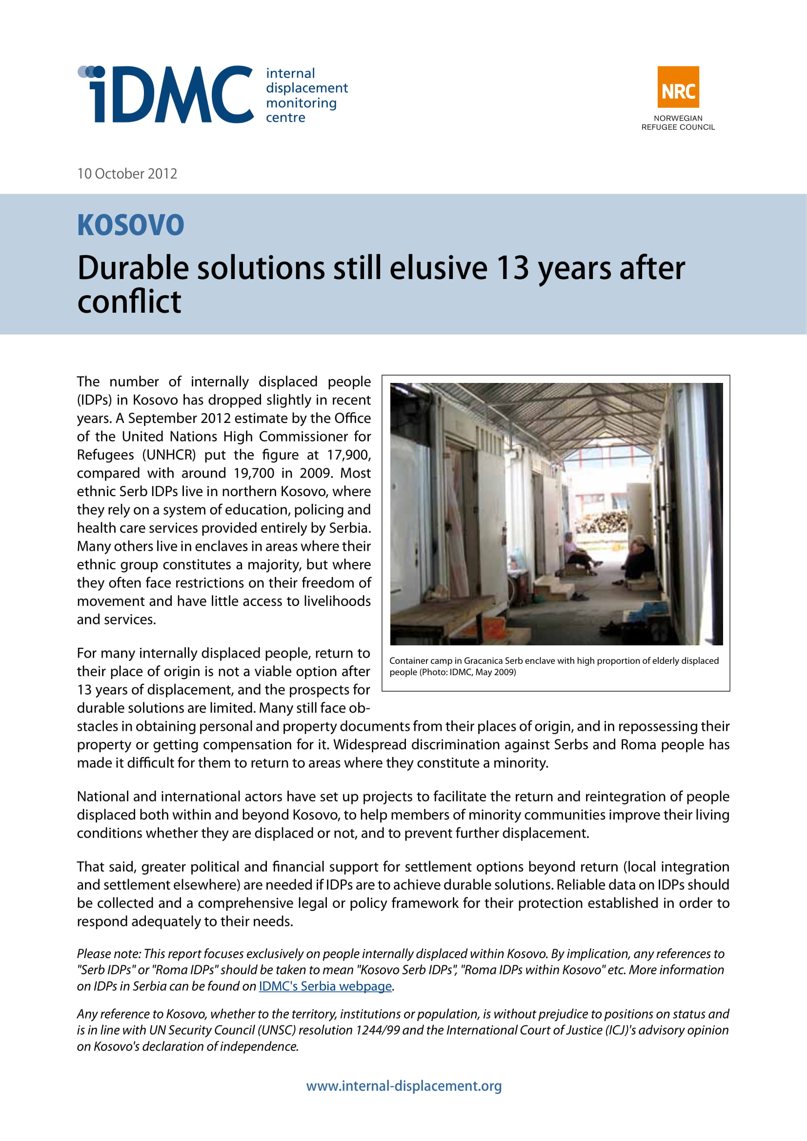 Kosovo: Durable solutions still elusive 13 years after conflict 