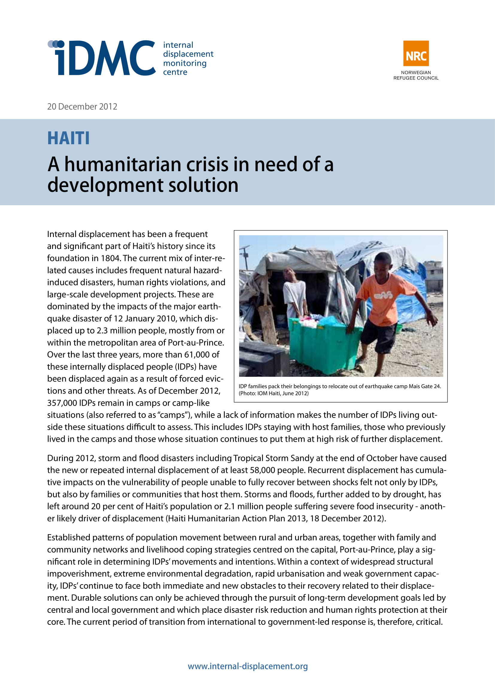 Haiti: A humanitarian crisis in need of a development solution