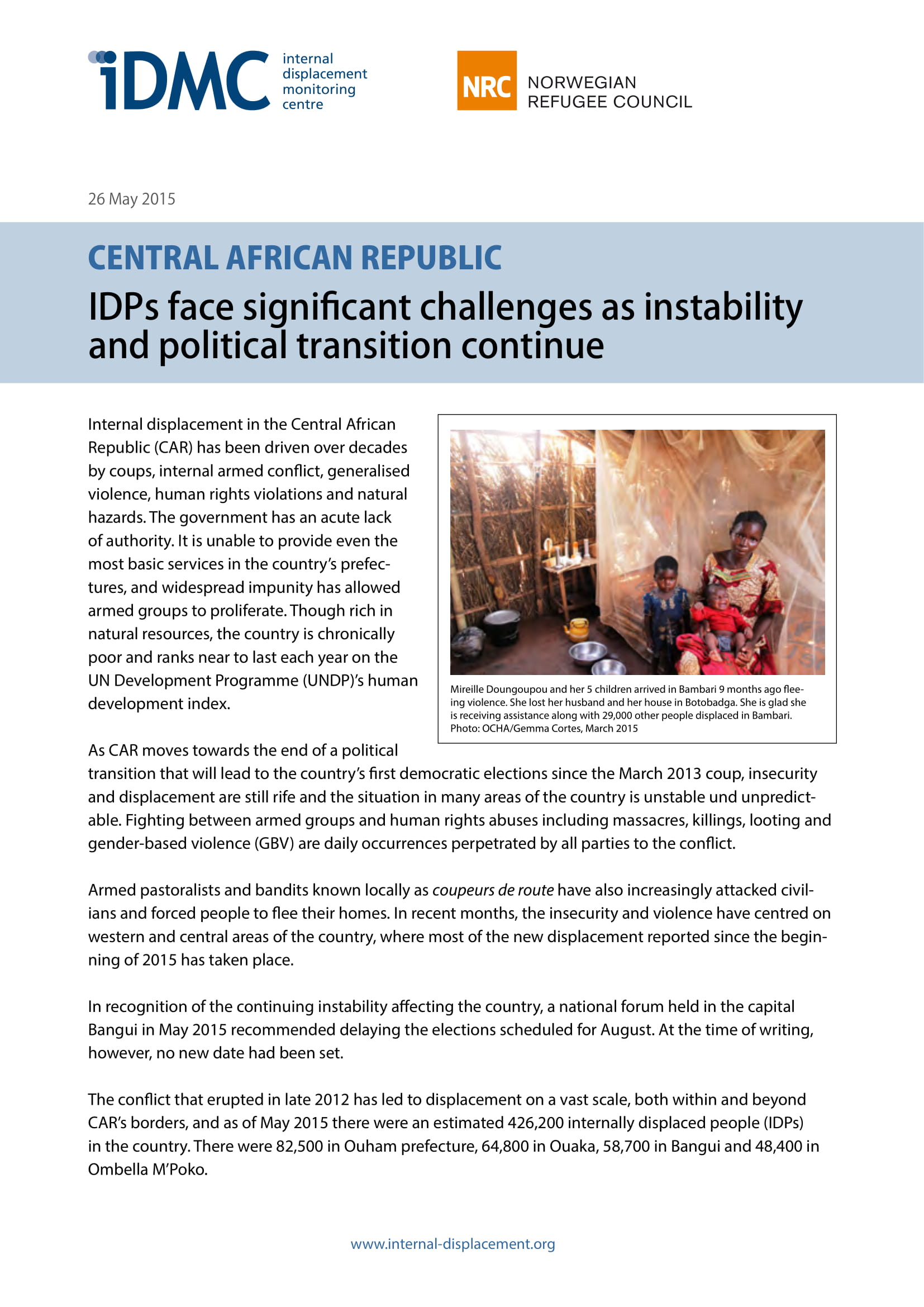 Central African Republic: IDPs face significant challenges as instability and political transition continue