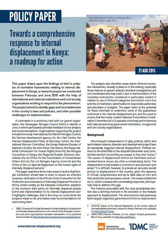 Towards a comprehensive response to internal displacement in Kenya: a roadmap for action