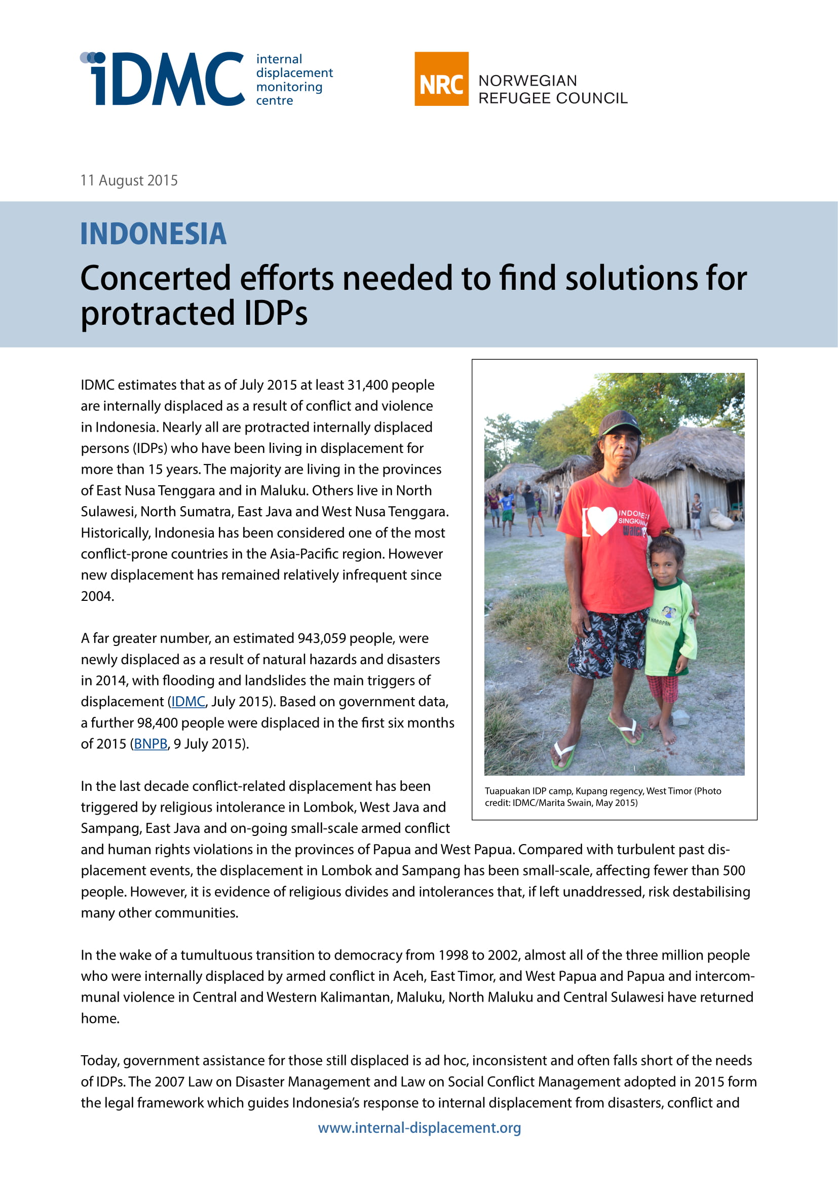 Indonesia: Concerted efforts needed to find solutions for protracted IDP