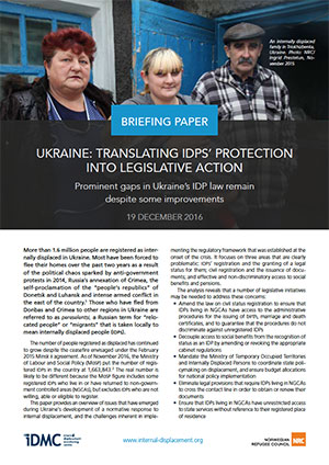 Ukraine: Translating IDPs' protection into legislative action