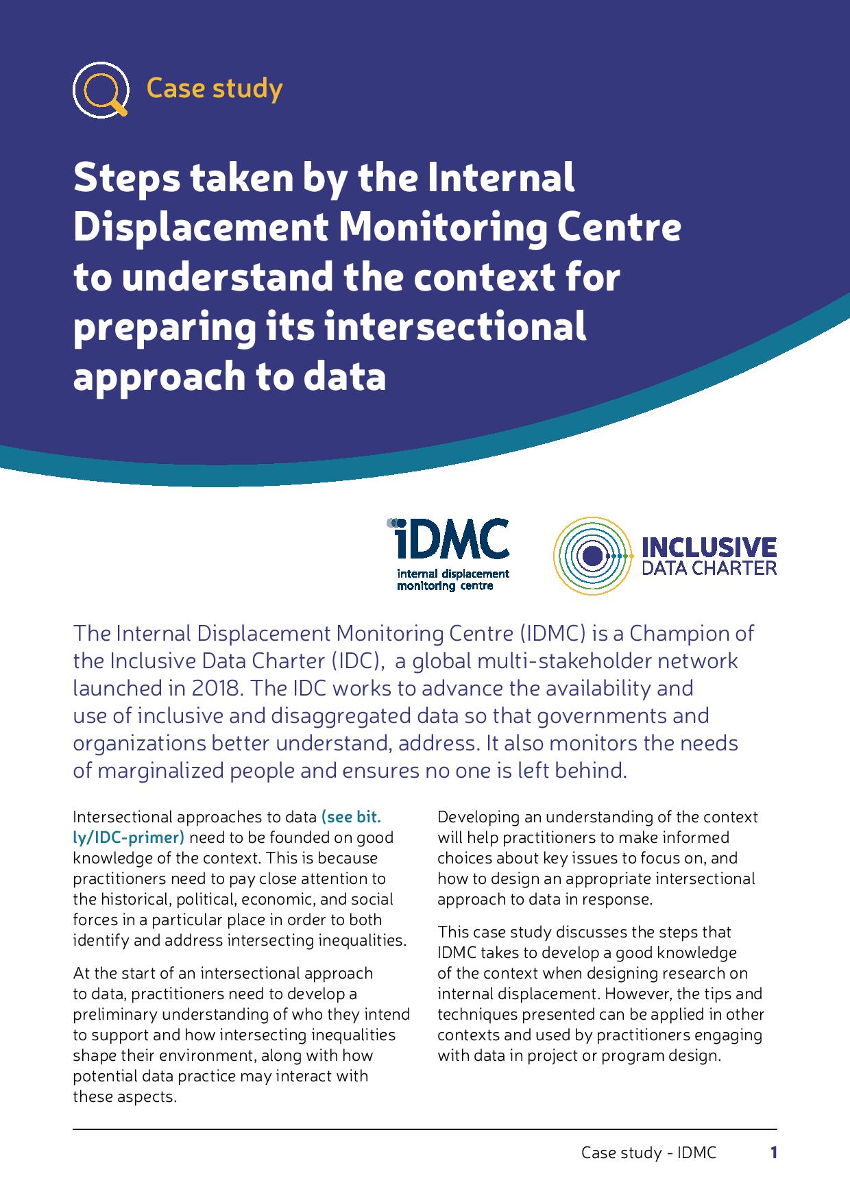 Steps taken by IDMC to understand the context for preparing  its intersectional approach to data
